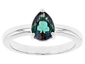 Pre-Owned Blue Lab Created Alexandrite Rhodium Over Sterling Silver June Birthstone Ring 1.19ct
