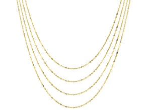 Pre-Owned 10K Yellow Gold 0.80MM Flat Rolo Set of Four 16, 18, 20, and 22 Inch Chains