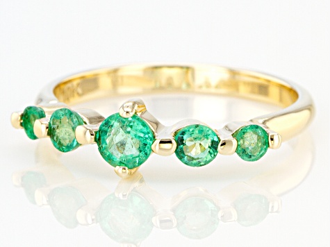 Pre-Owned Green Zambian Emerald 10k Yellow Gold Ring .49ctw