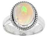 Pre-Owned Multicolor Ethiopian Opal Sterling Silver Solitaire Ring 2.00ct