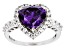 Pre-Owned Purple & White Cubic Zirconia Rhodium Over Sterling Silver Halo Ring 5.60ctw