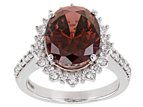 Pre-Owned Blush And White Cubic Zirconia Rhodium Over Sterling Silver Ring 9.67ctw
