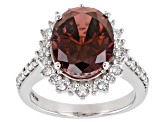 Pre-Owned Blush And White Cubic Zirconia Rhodium Over Sterling Silver Ring 9.67ctw