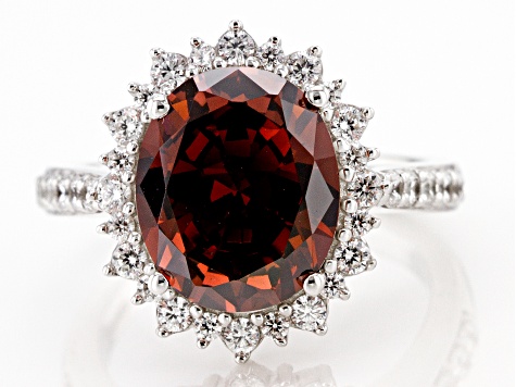 Pre-Owned Blush And White Cubic Zirconia Rhodium Over Sterling Silver Ring 9.67ctw