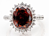 Pre-Owned Blush And White Cubic Zirconia Rhodium Over Sterling Silver Ring 9.67ctw