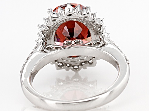 Pre-Owned Blush And White Cubic Zirconia Rhodium Over Sterling Silver Ring 9.67ctw