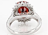 Pre-Owned Blush And White Cubic Zirconia Rhodium Over Sterling Silver Ring 9.67ctw