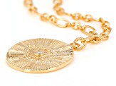 Pre-Owned White Cubic Zirconia 18k Yellow Over Sterling Silver Evil Eye Necklace 0.06ctw
