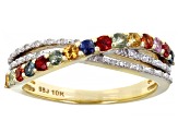 Pre-Owned Multi-Sapphire 10K Yellow Gold Ring 0.50ctw