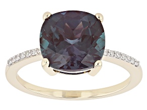 Pre-Owned Blue Lab Created Alexandrite 10k Yellow Gold Ring 5.06ctw