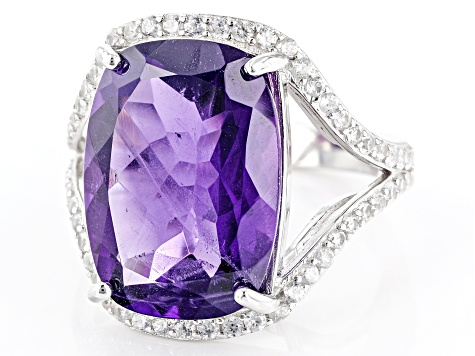 Pre-Owned Purple Amethyst Rhodium Over Sterling Silver Ring 11.00ctw