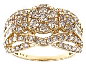 Pre-Owned Candlelight Diamonds™ And White Diamond 10k Yellow Gold Cluster Ring 2.20ctw