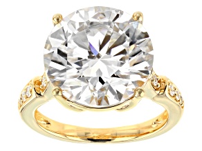 Pre-Owned Moissanite 14k Yellow Gold Over Silver Ring 9.95ctw DEW