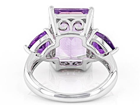 Pre-Owned Purple Amethyst Rhodium Over Sterling Silver Ring 9.60ctw