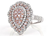 Pre-Owned Natural Pink & White Diamond 14K White Gold Cluster Ring 1.20ctw