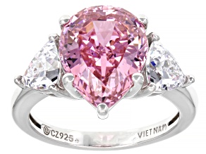Pre-Owned Pink And White Cubic Zirconia Platinum Over Sterling Silver Ring 6.73ctw