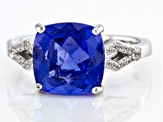 Pre-Owned Blue Color Change Fluorite Rhodium Over Sterling Silver Ring 3.99ctw