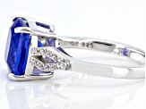 Pre-Owned Blue Color Change Fluorite Rhodium Over Sterling Silver Ring 3.99ctw