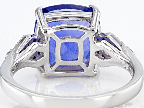 Pre-Owned Blue Color Change Fluorite Rhodium Over Sterling Silver Ring 3.99ctw