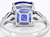 Pre-Owned Blue Color Change Fluorite Rhodium Over Sterling Silver Ring 3.99ctw