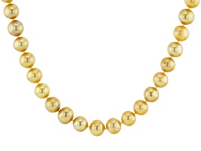 Pre-Owned Golden Cultured Freshwater Pearl & Champagne Diamond 18k Yellow Gold Over Silver 24 Inch N