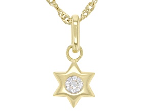 Pre-Owned Moissanite 14k yellow gold over sterling silver star  pendant .16ct DEW.