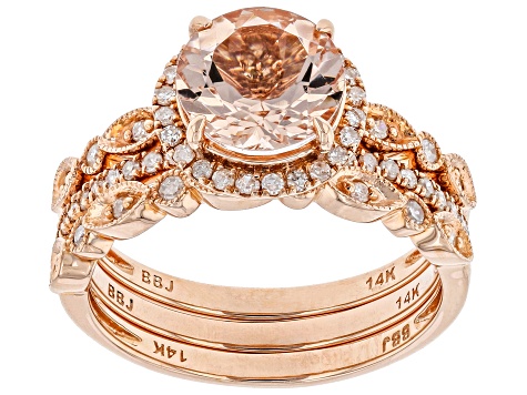 Pre-Owned Pink Cor-De-Rosa Morganite 14K Rose Gold Ring Set 1.83ctw