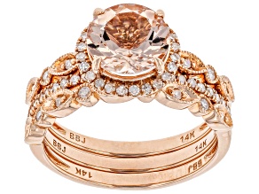 Pre-Owned Pink Cor-De-Rosa Morganite 14K Rose Gold Ring Set 1.83ctw