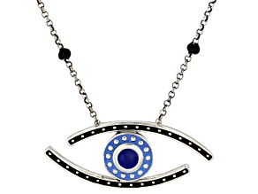 Pre-Owned Multi Color Enamel Sterling Silver Evil Eye Necklace