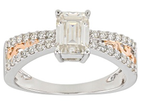 Pre-Owned Moissanite  Platineve™ with 14k rose gold over platineve ring 1.29ctw DEW