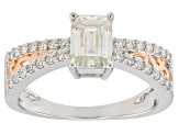 Pre-Owned Moissanite Platineve™ with 14k rose gold over platineve ring 1.29ctw DEW