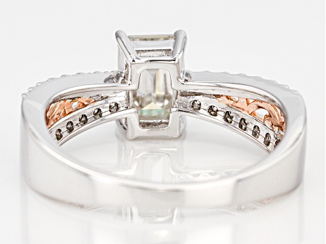 Pre-Owned Moissanite  Platineve™ with 14k rose gold over platineve ring 1.29ctw DEW