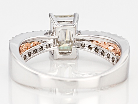 Pre-Owned Moissanite Platineve™ with 14k rose gold over platineve ring 1.29ctw DEW