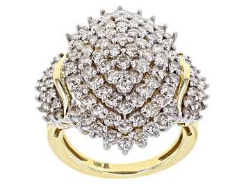 Picture of Pre-Owned White Diamond 10k Yellow Gold Cluster Ring 3.00ctw