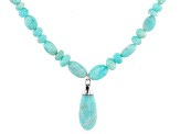 Pre-Owned Blue Amazonite Rhodium Over Sterling Silver Necklace