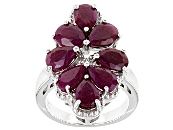 Picture of Pre-Owned Red Ruby Rhodium Over Sterling Silver Ring 4.50ctw