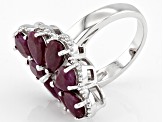 Pre-Owned Red Ruby Rhodium Over Sterling Silver Ring 4.50ctw