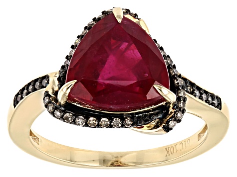 Pre-Owned Red Mahaleo® Ruby 10K Yellow Gold Ring 3.86ctw
