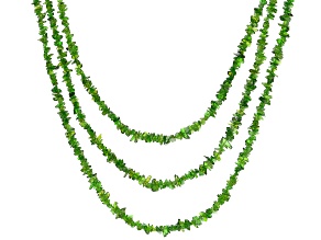 Pre-Owned Green Chrome Diopside Rhodium Over Sterling Silver Necklace