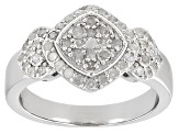 Pre-Owned White Diamond Rhodium Over Sterling Silver Cluster Ring 0.65ctw