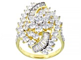 Pre-Owned White Cubic Zirconia 18K Yellow Gold Over Sterling Silver Ring 4.64ctw