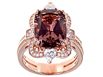 Picture of Pre-Owned Blush Zircon Simulant And White Cubic Zirconia 18K Rose Gold Over Sterling Silver Ring 9.0