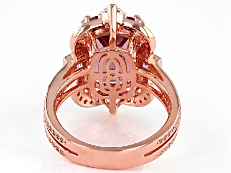 Pre-Owned Blush Zircon Simulant And White Cubic Zirconia 18K Rose Gold Over Sterling Silver Ring 9.0