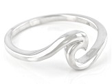 Pre-Owned Rhodium Over Sterling Silver Wave Ring