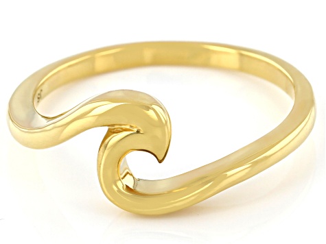 Pre-Owned 14k Yellow Gold Over Sterling Silver Wave Ring