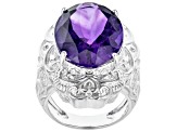 Pre-Owned Purple Amethyst Sterling Silver Over Brass Ring  13.50ct