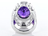 Pre-Owned Purple Amethyst Sterling Silver Over Brass Ring  13.50ct