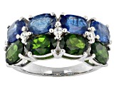 Pre-Owned Green Chrome Diopside Rhodium Over Sterling Silver Band Ring 7.17ctw
