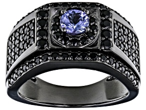Pre-Owned Blue Tanzanite Black Rhodium Over Sterling Silver Men's Ring 2.22ctw