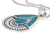 Pre-Owned Turquoise Rhodium Over Sterling Silver Enhancer with 18" Chain